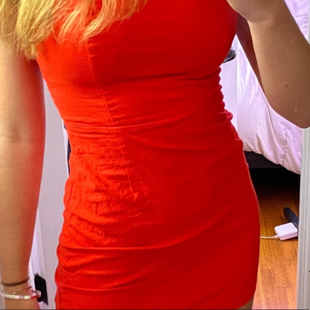 red body con dress